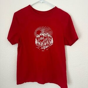 Dip Lake Day T-Shirt Women’s L Red Short Sleeve Casual Nature Crewneck Top